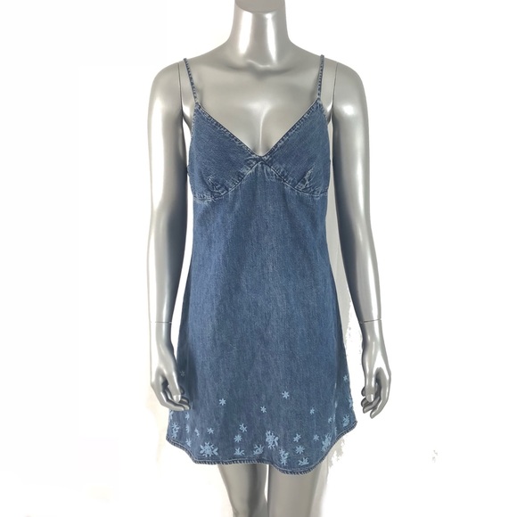 [J. Crew] Mini Denim Embroidered Jean Dress Tunic - Picture 2 of 7